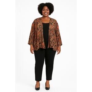 Anna Marshall 3X Travel Knit‎ Jacket – Autumn Paisley Print, Plus Size 26-28